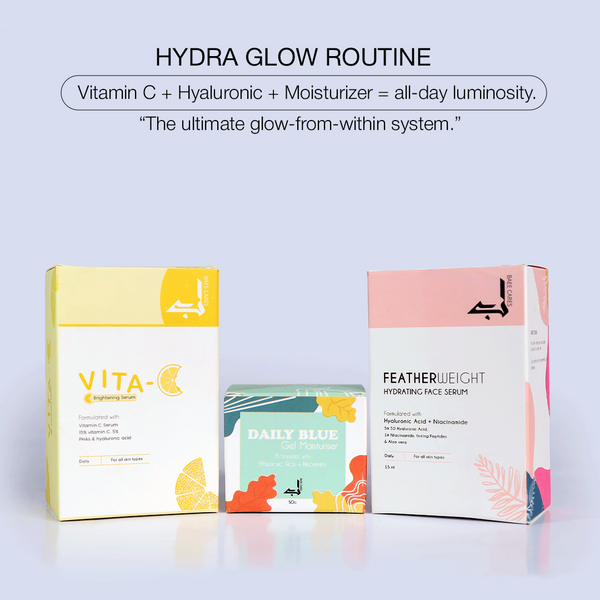 Hydra Glow Routine (Vitamin C Serum + Feather Weight Serum + Daily Blue Moisturiser)
